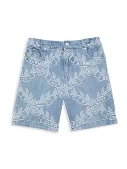 Джинсовые шорты с принтом логотипа Little Boy's & Boy's Burberry, синий