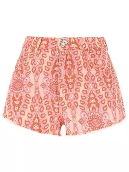 Джинсовые шорты с принтом пейсли ETRO, розовый