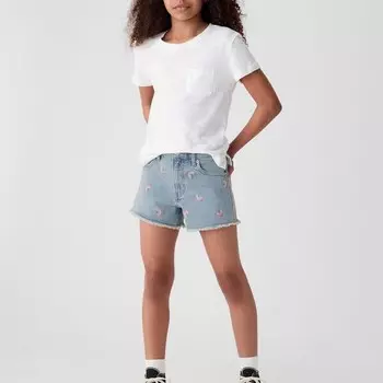Джинсовые шорты с радужной вышивкой Gap, синий