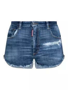 Джинсовые шорты с рваными деталями DSQUARED2, синий