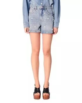 Джинсовые шорты с вышитыми бусинами Maje, синий