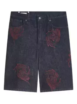 Джинсовые шорты с вышивкой DRIES VAN NOTEN, синий