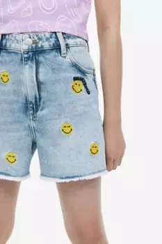 Джинсовые шорты с вышивкой H&M, синий