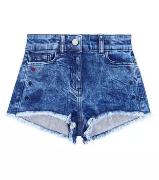 Джинсовые шорты с вышивкой Monnalisa, синий