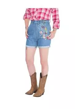 Джинсовые шорты с вышивкой в стиле вестерн Queen Kerosin, голубой
