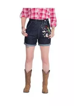 Джинсовые шорты с вышивкой в стиле вестерн Queen Kerosin, синий