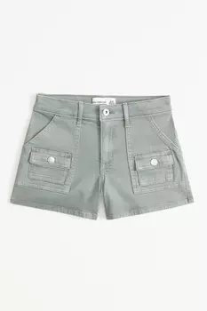 Джинсовые шорты с высокой посадкой и карманами Abercrombie & Fitch, синий