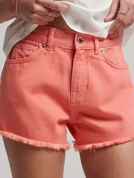 Джинсовые шорты с высокой посадкой Superdry, закат коралл