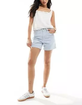 Джинсовые шорты с высокой посадкой в синюю полоску Abercrombie & Fitch