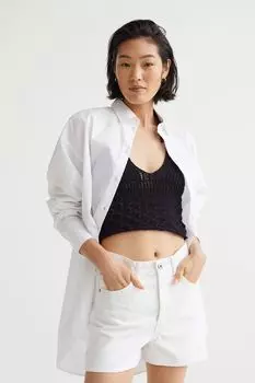 Джинсовые шорты с высокой талией H&M, белый
