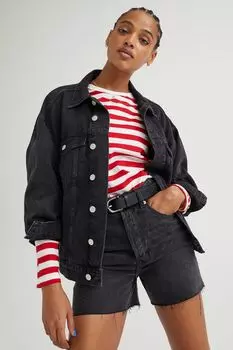 Джинсовые шорты с высокой талией H&amp;M, черный