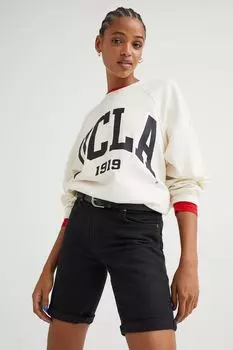 Джинсовые шорты с высокой талией H&amp;M, черный