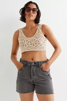 Джинсовые шорты с высокой талией H&amp;M, серый деним