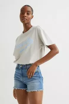 Джинсовые шорты с высокой талией H&amp;M, синий деним
