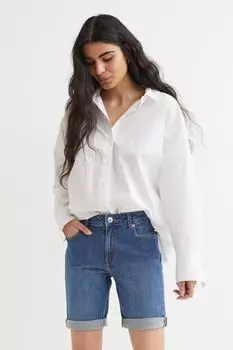 Джинсовые шорты с высокой талией H&amp;M, синий деним