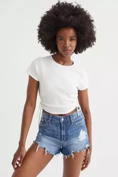 Джинсовые шорты с высокой талией H&amp;M, синий деним