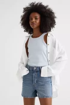 Джинсовые шорты с высокой талией H&amp;M, синий деним