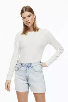 Джинсовые шорты с высокой талией H&M, светло-голубой деним