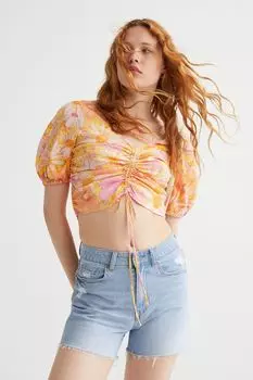Джинсовые шорты с высокой талией H&amp;M, светло-голубой деним
