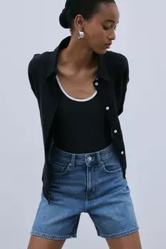 Джинсовые шорты с высокой талией H&M, синий