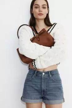 Джинсовые шорты с высокой талией H&M, синий