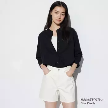 Джинсовые шорты с высокой талией UNIQLO, светло-бежевый