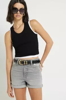 Джинсовые шорты с закатанным краем River Island, серый