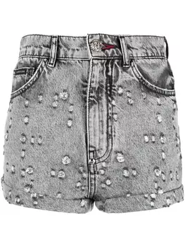 Джинсовые шорты с заклепками Philipp Plein, черный