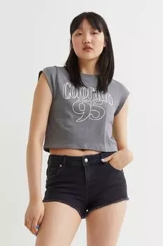 Джинсовые шорты с заниженной талией H&amp;M, черный