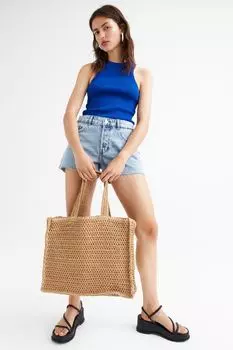 Джинсовые шорты с заниженной талией H&amp;M, светло-голубой деним