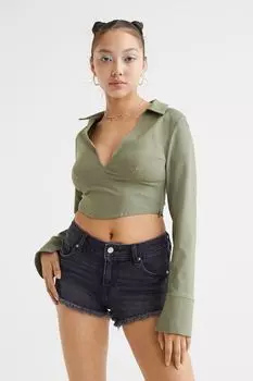 Джинсовые шорты с заниженной талией H&amp;M, темно-серый