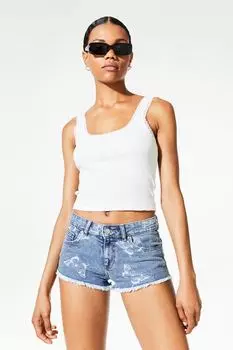 Джинсовые шорты с заниженной талией и принтом H&amp;M, синий деним/бабочки