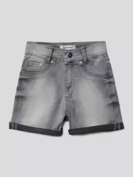 Джинсовые шорты с завышенной талией и стрейчем Blue Effect, серый