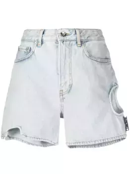 Джинсовые шорты с завышенной талией OFF-WHITE, синий