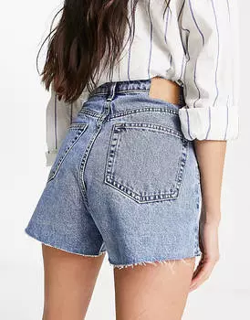 Джинсовые шорты с завышенной талией Weekday Rowe синего цвета для мамы