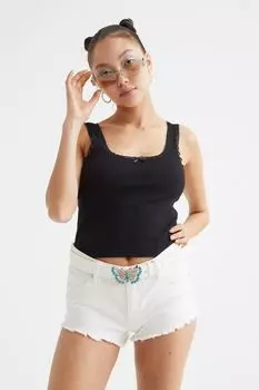 Джинсовые шорты скинни Low H&amp;M, белый