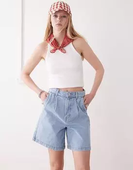 Джинсовые шорты со складками Obey Eli светло-голубого цвета