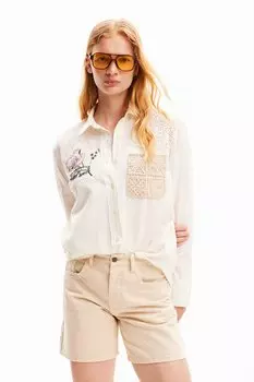 Джинсовые шорты со средней посадкой Desigual, бежевый