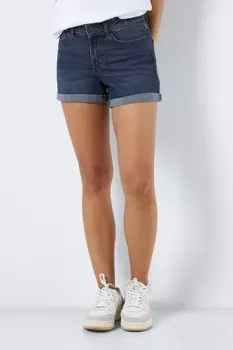 Джинсовые шорты со средней посадкой и эластичной тканью Noisy May, синий