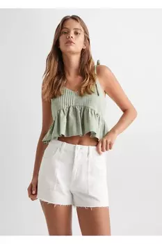 Джинсовые шорты со средней посадкой Mango, белый