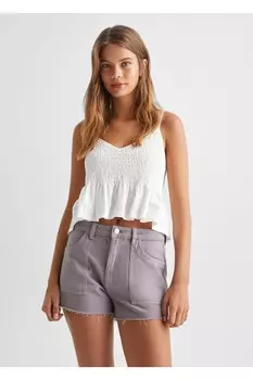 Джинсовые шорты со средней посадкой Mango, фиолетовый