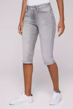 Джинсовые шорты SOCCX с эффектом разрушения, серый