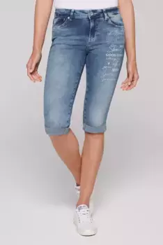 Джинсовые шорты SOCCX с отворотами по краю, синий