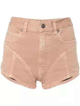 Джинсовые шорты средней посадки Mugler, коричневый