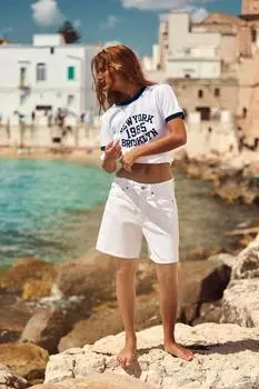 Джинсовые шорты средней посадки ZARA, белый