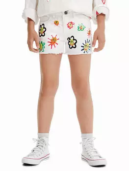 Джинсовые шорты стандартного кроя Desigual, белый