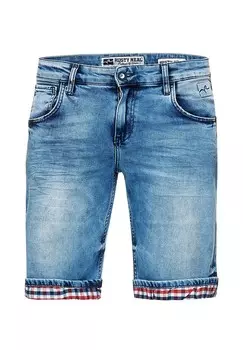 Джинсовые шорты Stanley с эффектной клеткой RUSTY NEAL, синий