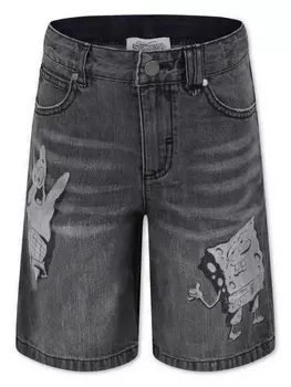 Джинсовые шорты Stella McCartney Kids с графическим принтом, серый