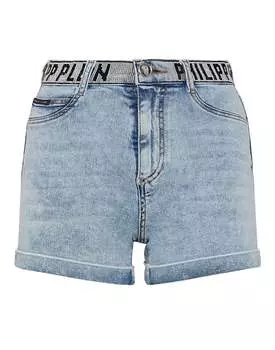 Джинсовые шорты Stones Philipp Plein TM со стразами, синий
