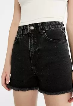 Джинсовые шорты Stradivarius, черный деним